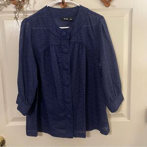 a.n.a Deep Blue Textured Blouse